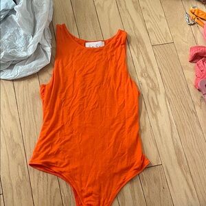 Vibrant Orange Sleeveless Bodysuit